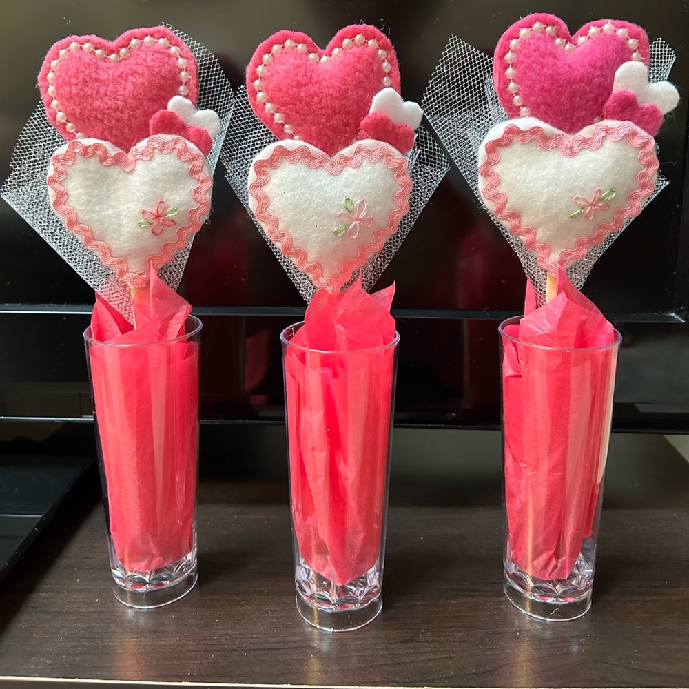 Set of three heart decorations